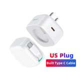  Củ Sạc Nhanh USAMS GaN Charger 35W Type C PD Fast Phone Charger Built in Quick Charge Cable EU Plug 