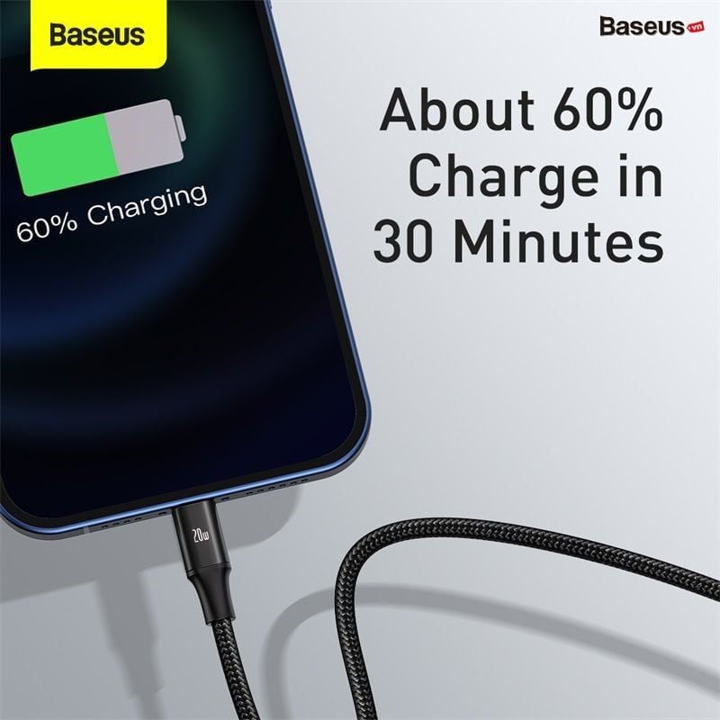  Cáp sạc 3 đầu Baseus Rapid Series 3-in-1 PD 20W (Type C to Type C / Lightning/ Micro USB, Fast Charging  Data Cable ) 
