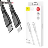  Cáp sạc nhanh và truyền dữ liệu tốc độ cao Type C - Lightning Baseus Tough Series cho iPhone 8/ 8 Plus/ iPhone X (18W, PD Quick Charging, Cáp dẹp chống rối) 