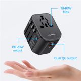  Bộ Sạc Du Lịch USAMS US-CC179 T59 Dual USB + Type-C PD 20W 