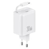  Bộ Sạc Nhanh Kèm Cáp Sạc Dây Rút USAMS CC241 30W Type-C Charger GaN PD3.0+QC3.0 
