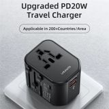  Bộ Sạc Du Lịch USAMS US-CC179 T59 Dual USB + Type-C PD 20W 