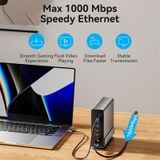  HUB Mở Rộng Đa Năng 15-in-1 VENTION TPU (C to DP/HDMI x 2/USB 3.2 Gen 2 Type-C/USB 3.2 Gen 2 Type-A x 2/USB 3.2 Gen 1 Type-C/USB 3.0/USB 2.0 x 2/RJ45/SD/TF/3.5mm TRRS/PD, MST Support) 