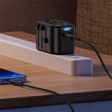  Bộ Sạc Du Lịch USAMS CC173 T55 12W Dual USB-A Universal Travel Charger (US/UK/EU/CN Plug) 