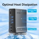  HUB Mở Rộng Đa Năng 15-in-1 VENTION TPU (C to DP/HDMI x 2/USB 3.2 Gen 2 Type-C/USB 3.2 Gen 2 Type-A x 2/USB 3.2 Gen 1 Type-C/USB 3.0/USB 2.0 x 2/RJ45/SD/TF/3.5mm TRRS/PD, MST Support) 