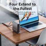  HUB Mở Rộng Đa Năng 15-in-1 VENTION TPU (C to DP/HDMI x 2/USB 3.2 Gen 2 Type-C/USB 3.2 Gen 2 Type-A x 2/USB 3.2 Gen 1 Type-C/USB 3.0/USB 2.0 x 2/RJ45/SD/TF/3.5mm TRRS/PD, MST Support) 
