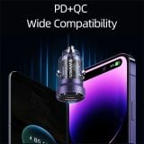  Tẩu Sạc Nhanh Dùng Trên Ô Tô USAMS C35 Hợp Kim Nhôm Trong Suốt U+C 45W 