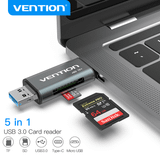  Đầu Đọc Thẻ Nhớ OTG 2 in 1 Type C/Micro USB/USB 3.0 to SD/TF VENTION CCH (5Gbps) 