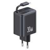  Bộ Sạc Nhanh Kèm Cáp Sạc Dây Rút USAMS CC241 30W Type-C Charger GaN PD3.0+QC3.0 