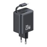  Bộ Sạc Nhanh Tích Hợp Cáp Dây Rút USAMS CC233 20W GaN Charger PD3.0+QC3.0 