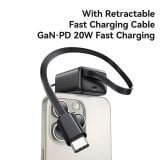  Bộ Sạc Nhanh Tích Hợp Cáp Dây Rút USAMS CC233 20W GaN Charger PD3.0+QC3.0 