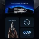  Tẩu Sạc Dành Cho Ô Tô USAMS CC208 C39 60W USB+Type-C (Transparent) 