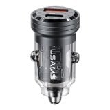 Tẩu Sạc Nhanh Dùng Trên Ô Tô USAMS C35 Hợp Kim Nhôm Trong Suốt U+C 45W 