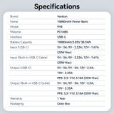  Pin Dự Phòng VENTION 10000mAh 35W (Digital Dislplay, With Type-C Built-in Cable) 