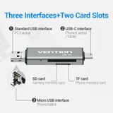  Đầu Đọc Thẻ Nhớ Đa Năng USB2.0/Micro USB/Type-C to TF/SD VENTION CCJ (480Mbps) 