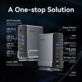  HUB Mở Rộng Đa Năng 15-in-1 VENTION TPU (C to DP/HDMI x 2/USB 3.2 Gen 2 Type-C/USB 3.2 Gen 2 Type-A x 2/USB 3.2 Gen 1 Type-C/USB 3.0/USB 2.0 x 2/RJ45/SD/TF/3.5mm TRRS/PD, MST Support) 