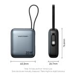  Pin Dự Phòng VENTION 10000mAh 35W (Digital Dislplay, With Type-C Built-in Cable) 