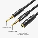  Dây cáp âm thanh chất lượng cao AUX Audio 2 in 1 VENTION BBUBF (1M, AUX Cable 3.5mm) 