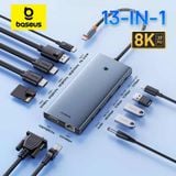  Hub Mở Rộng Kết Nối Đa Năng 13-in-1 Baseus PortalJoy Series (Type-C to HDMI 4K@60Hz*2+DP 4K@60Hz*1+VGA 1080P@60Hz*1+USB3.1*2+Type-C3.1*1+USB2.0*1+PD*1+RJ45*1+SD/TF*1+3.5mm*1) 