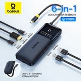  Hub Mở Rộng Kết Nối Đa Năng Baseus Nomos Series 6-in-1 (Dual Fast Charging, Type-C to HDMI 4K@60Hz*1, USB3.2*1, Type-C3.2*1, Type-C3.2 & PD20W*1, USB2.0*1+PD*1) 