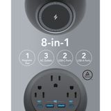  Đế Sạc Đứng Không Dây Từ Tính 8-in-1 ANKER 637 MagGo A9137 65W (Sạc Không Dây 7.5W, PowerIQ™ 3.0, ActiveShield™ 2.0,  1*Magnetic Wireless + 3*AC Outlets + 2*USB-A + 2*USB-C, 1.5m AC Power Cord) 