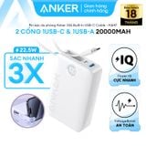  Pin Dự Phòng C+A ANKER Prime A1647 20000mAh 22.5W (Digital Display, ActiveShield™ 2.0, With Built-In USB-C cable) 