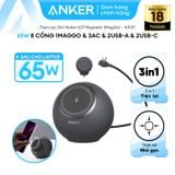  Đế Sạc Đứng Không Dây Từ Tính 8-in-1 ANKER 637 MagGo A9137 65W (Sạc Không Dây 7.5W, PowerIQ™ 3.0, ActiveShield™ 2.0,  1*Magnetic Wireless + 3*AC Outlets + 2*USB-A + 2*USB-C, 1.5m AC Power Cord) 