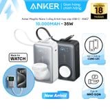  Pin Dự Phòng Từ Tính Kiêm Sạc Không Dây Cho Apple Watch 1C ANKER Nano A1657 10000mAh 35W (With Type-C Built-in Cable, Smart Digital Display, MultiProtect ActiveShield, Wireless PowerIQ) 