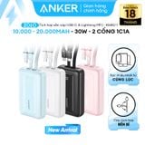  Pin Dự Phòng Kèm Cáp Type-C + Lightning ANKER Zolo A1680 10000mAh 30W (USB + Type-C Port, Digital Display) 