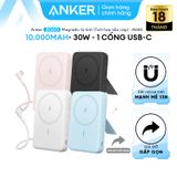  Pin Dự Phòng Từ Tính Kiêm Sạc Không Dây Qi Kèm Cáp Type-C ANKER Zolo A1685 10000mAh 30W (With Stand, Sạc Không Dây 7.5W) 