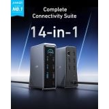  Trạm Sạc Đa Năng 14-in-1 ANKER Prime A83B6 160W (Dual-Display, 1*RJ-45 1Gbps, 2*USB-C 10Gbps, 2*USB-C 100W Max, 1*USB-A 10Gbps, 1*USB-A 12W Max, 1*3.5mm, 3*USB-A 480Mbps, 2*HDMI2.0 4K@60Hz, 1*USB-C Upstream Port) 