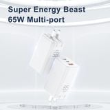  Củ Sạc Nhanh ROCK T60 PD65W GaN Folding Fast Charging 2C+1A 