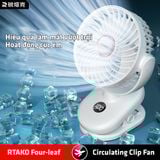  Quạt tích điện tuần hoàn đế kẹp đa năng RTAKO Four-leaf Circulating Clip Fan (3600mAh, 48H) 