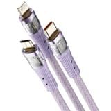  Cáp Sạc Nhanh Đa Năng 3-in-1 USB to M+L+C ROCK G20 Transparency Series 100W (1.5m) 