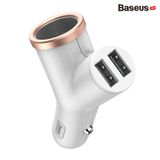  Bộ tẩu sạc mở rộng 3 trong 1 dùng cho xe hơi Baseus Y Type Dual USB (40W, 3.4A Fast Charge, Intelligent Car charger) 