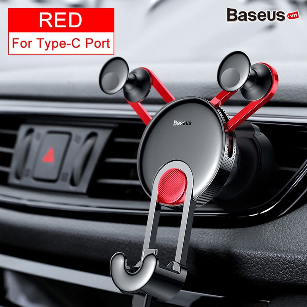  Bộ đế giữ điện thoại trên xe hơi Baseus YY Vehicle-mounted (Gắn khe gió, kèm cáp sạc Type C/ Lightning ) 