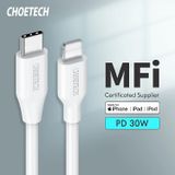  Cáp sạc nhanh Type C to Lightning CHOETECH IP0040 MFI Certified cho iPhone (30W/PD 3.0/1.2m/MFi) 