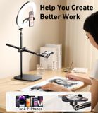  Đế giữ điện thoại để bàn RTAKO ZJ-FP02 Overhead Phone Mount 55cm (with 13'' Streaming Light & Phone Clamp) 