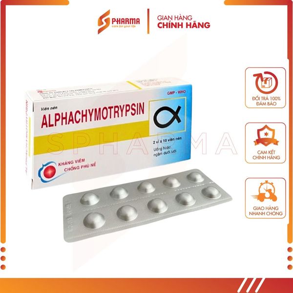  Alphachymotrypsin – Kháng viêm dạng men – Armephaco [Việt Nam] – 1 viên 