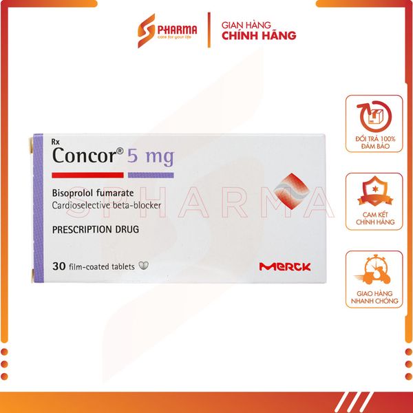  CONCOR 5mg – Hỗ trợ tăng huyết áp, đau thắt ngực, suy tim mãn tính – Merck [Đức] – 3 vỉ x 10 viên 