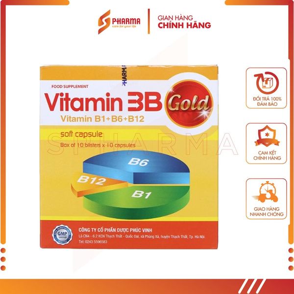  Vitamin 3B Gold PV – Hỗ trợ tăng đề kháng – Phúc Vinh  [Việt Nam] – 1 vỉ x 10 viên 