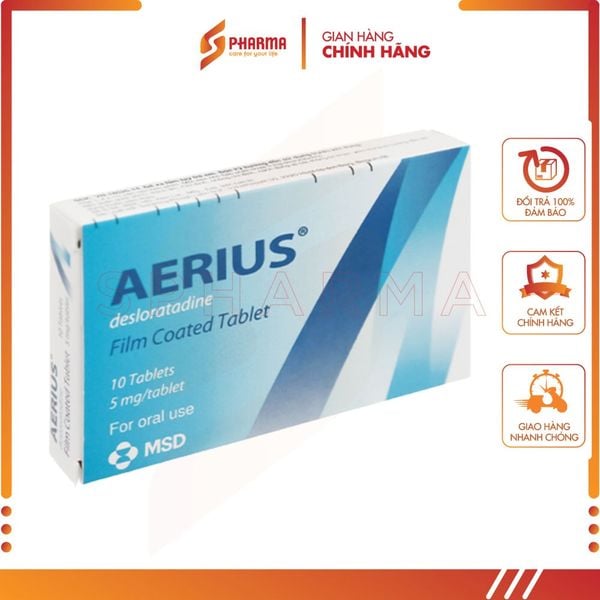  AERIUS 5MG – GIẢM NHANH TRIỆU CHỨNG LIÊN QUAN ĐẾN VIÊM MŨI DỊ ỨNG – MSD [MỸ] – 1 VỈ x 10 VIÊN 