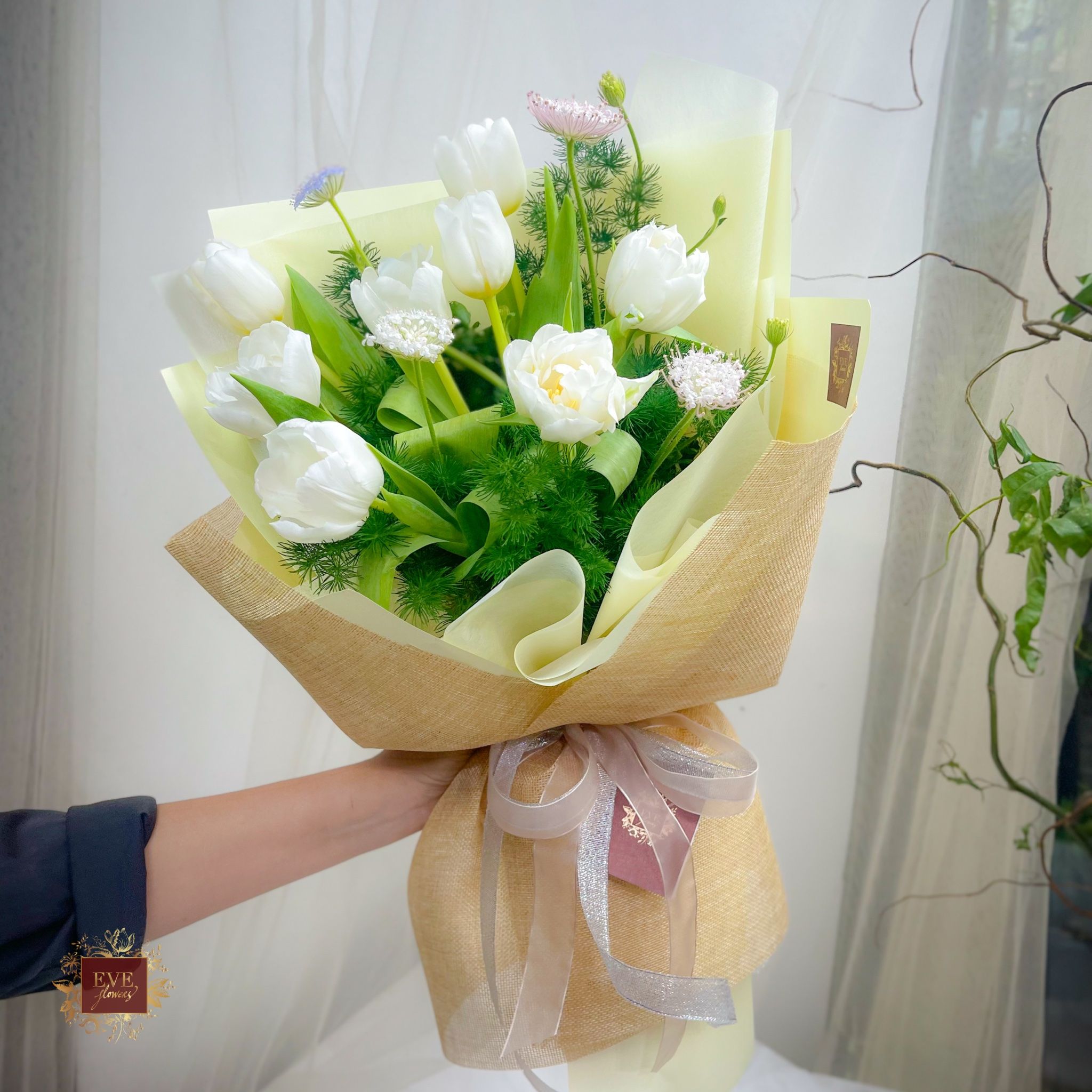  Bó hoa Tulips trắng 