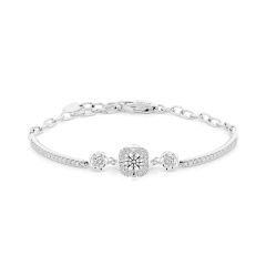 Lắc tay vàng trắng 14K gắn kim cương DOJI AFBB200476F2HA1