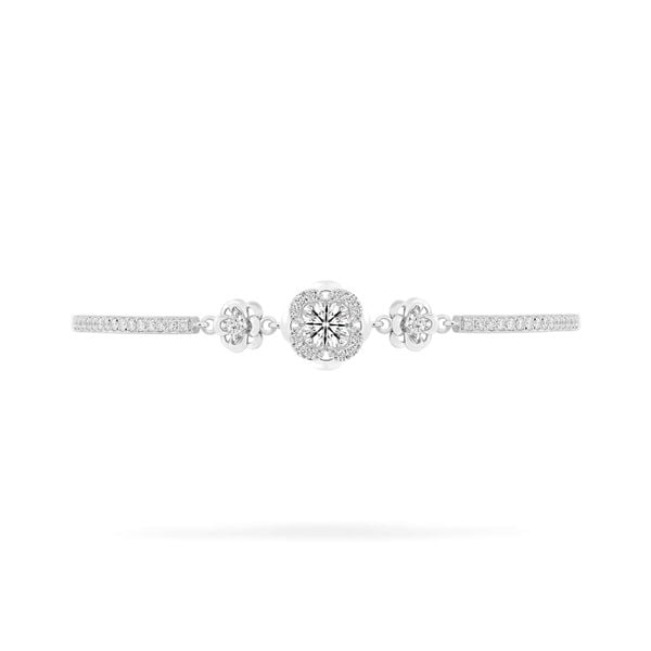 Lắc tay vàng trắng 14K gắn kim cương DOJI AFBB200476F2HA1