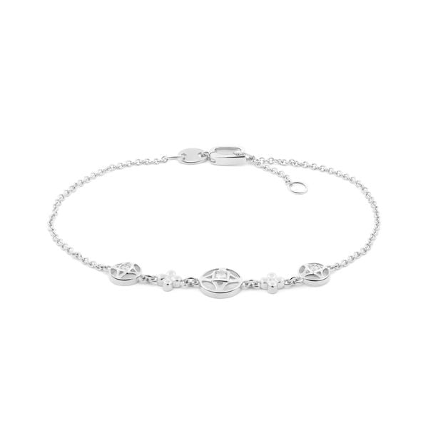 Lắc tay vàng trắng 14K gắn đá CZ DOJI AFBJ000520F2CZ1