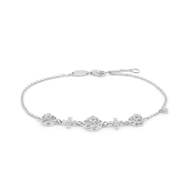 Lắc tay vàng trắng 14K gắn đá CZ DOJI AFBJ000521F2CZ1