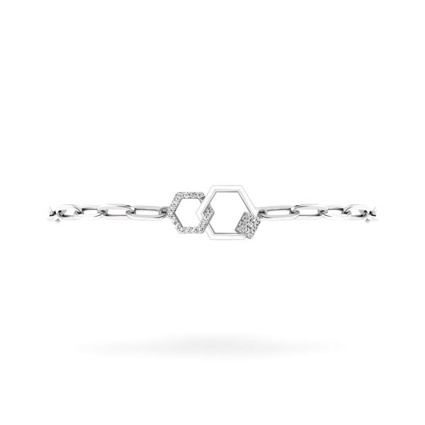 Lắc tay nữ vàng trắng 14K gắn đá CZ DOJI AFBK000644F2CZ1