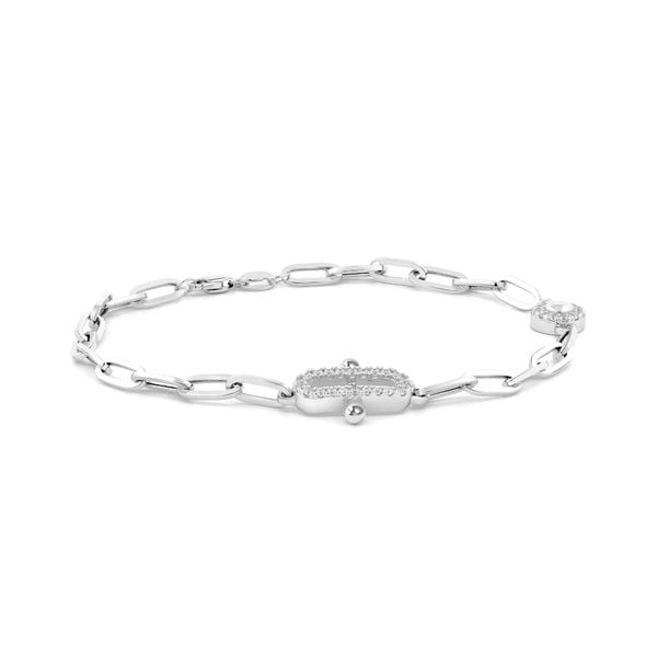 Lắc tay nữ vàng trắng 14K gắn đá CZ DOJI AFBK000645F2CZ1