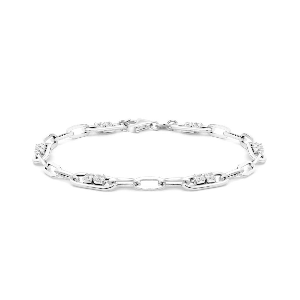 Lắc tay nữ vàng trắng 14K gắn đá CZ DOJI AFBK000647F2CZ1 
